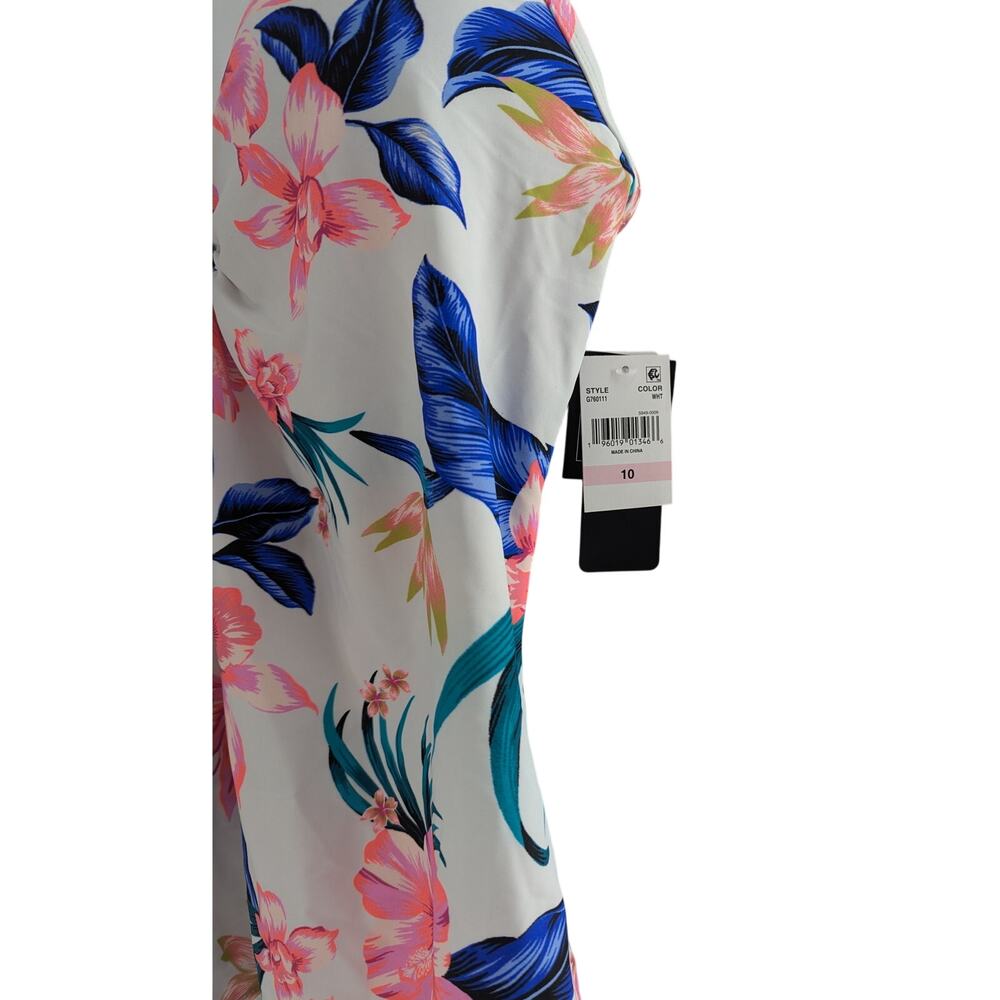 Island Escape Floral Tankini Swim Top Pink Blue White Underwire Bathing Suit - Picture 4 of 7